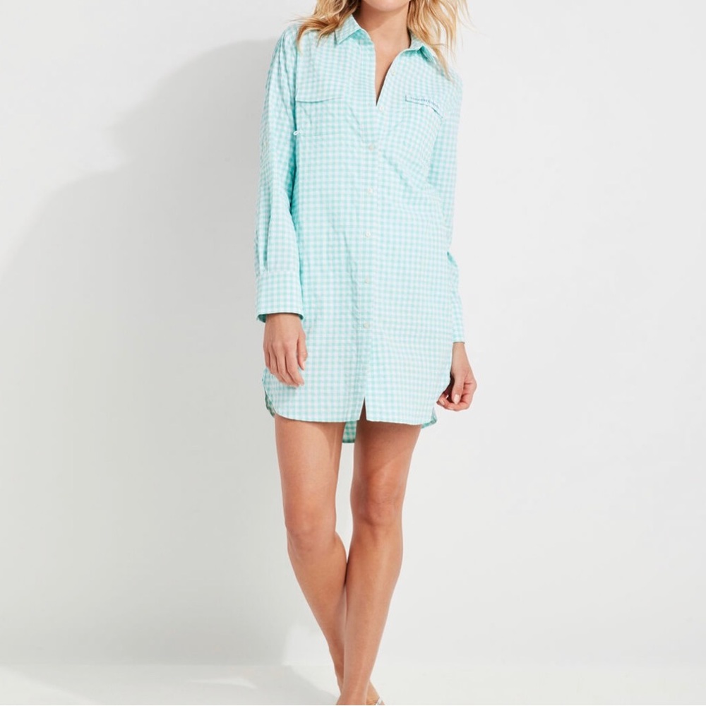 Vineyard Vines Gingham Harbor Shirt Cover-Up